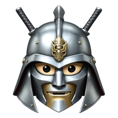 silver samurai helmet sticker