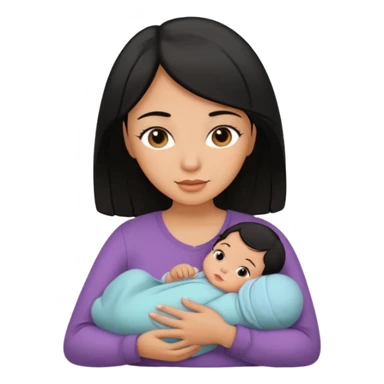 mom holding newborn baby girl with brown eyes tan skin and black hair and blue eyes newborn girl baby tan skin black hair sticker