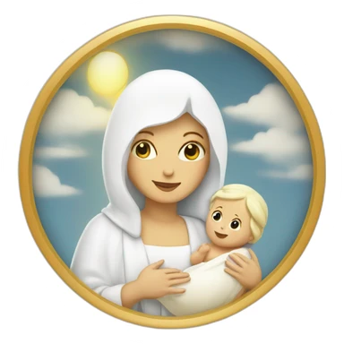 White Mary with white baby Jesus sticker