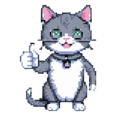 cat with a thumbs up sticker
