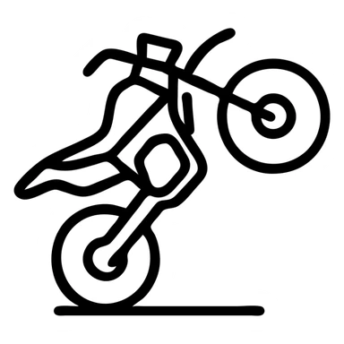 supermotard motorcycle doing a wheelie, outlined icon sticker