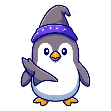 penguin wizard with sparkles sticker