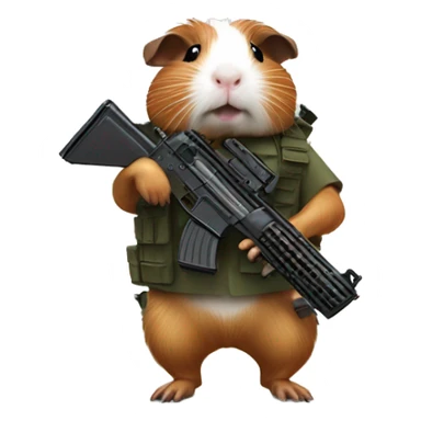 Guinea pig with machine gun sticker