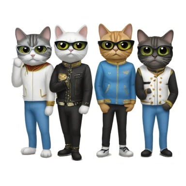 4 cats dressed as the band weezer sticker