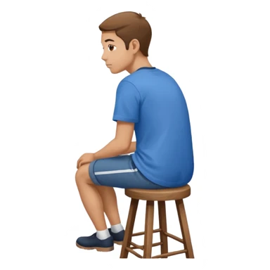 a person sitting on stool full back head turn. sticker