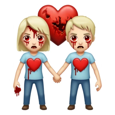 Zombies made out of heart emojies fighting sticker