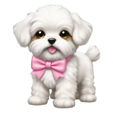 Schichon puppy pink bow sticker