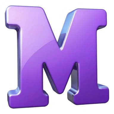 3D text that spells "me" in a shiny purple font  sticker