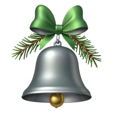  silver christmas bell with pine  sticker
