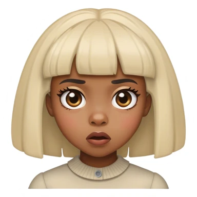 Scared black girl with puffy bangs sticker