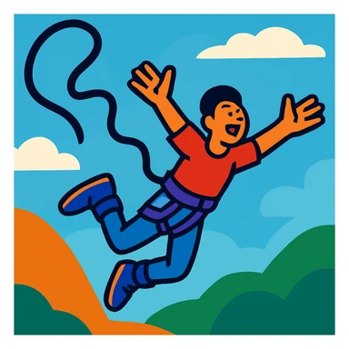 dynamic illustration of a person bungee jumping with a simple background sticker