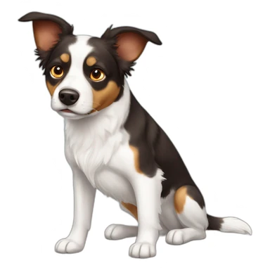 dog white with brown spot on left eye australian shepard boston terrier mix sticker