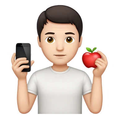 Ai create iPhone emoji, With hair comma hair short, Male, and make white shirt sticker