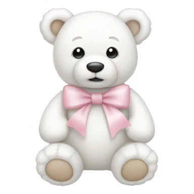 White teddy bear with light pink bow sticker