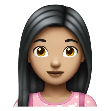 girl with a black straigth hair hello kitty sticker