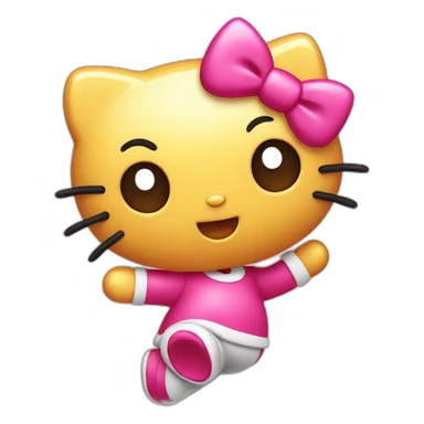 Hello kitty jumping on one leg and with one hand on his head sticker