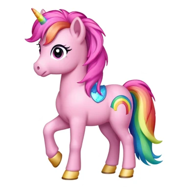 pink pony with rainbow hair full height standing sticker