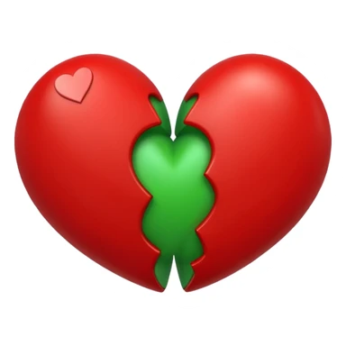 two hearts orbiting around each other. one is red, the other is green sticker