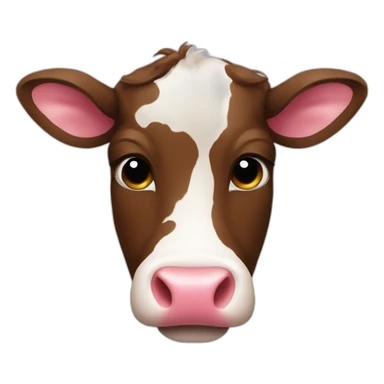 a cow face with pink nose and brown hair sticker