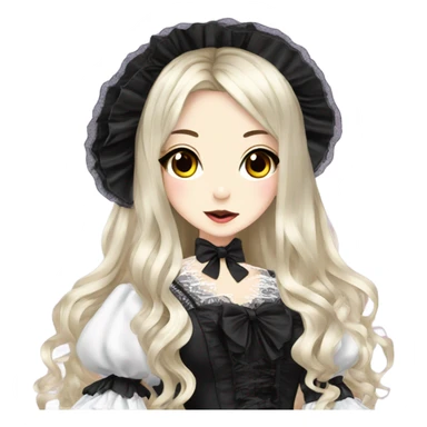hime gyaru girl, victorian dress, black hair, vampire  sticker