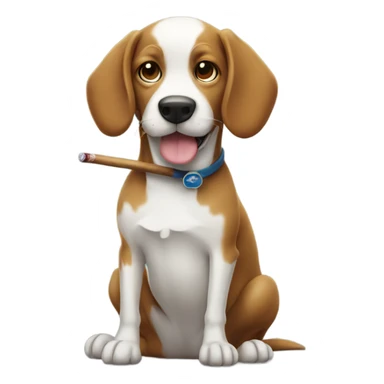 A dog with a smoking stick sticker