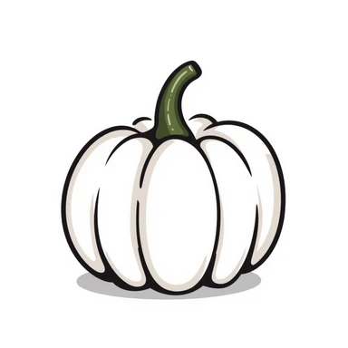 A pumpkin with details in pastel colors (dd9fb0, ffc6d3, a3bfc9, c4bee2, f1b091), hand-drawn doodle style sticker