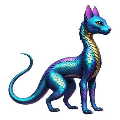 Futuristic Ethereal Beautiful Salandit-Bastet-Fakémon-hybrid-creature (full body)  sticker