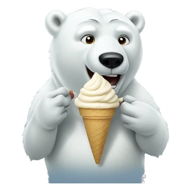 Polar bear eating ice cream sticker