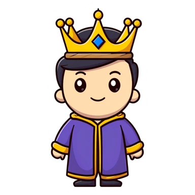 king with crown and royal robe sticker