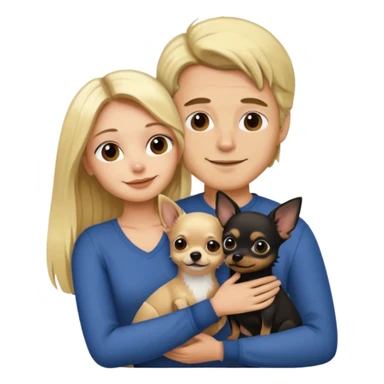 Hombre con pelo largo rubio chica de pelo castaño oscuro  y chihuahua negro amor sticker