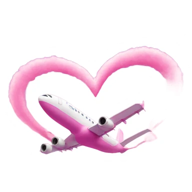 Pink plane drawing heart trail in sky sticker