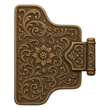 ornate vintage folder tab closing mechanism, styled like an old book clasp, intricate details, antique look sticker