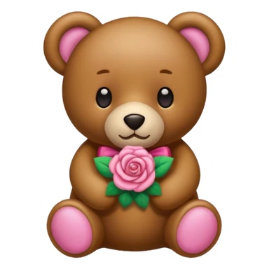 nounours brun avec un noeud rose sticker