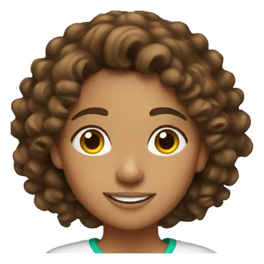 Mexican girl happy brown curly hair  sticker