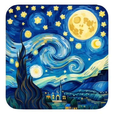 Van Gogh starry night moon sticker