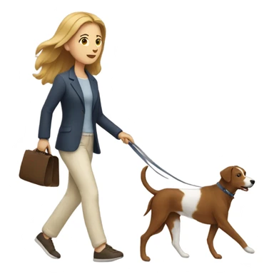 White woman walking one brown dog sticker