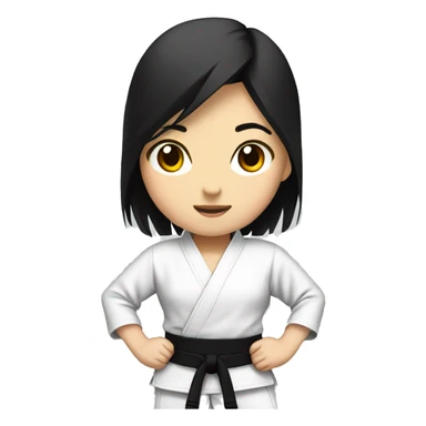 judo asian girl with a black belt with black hair sticker