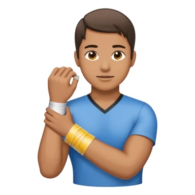 athletic trainer wrapping tape around athlete's wrist, emoji style sticker