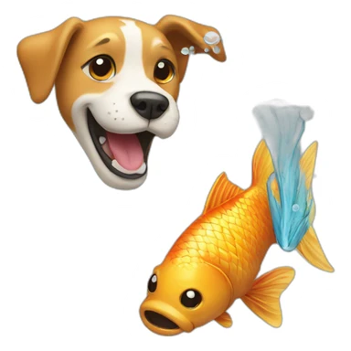 Dog kicking a fish sticker