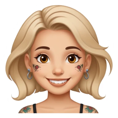 girl with small face tattoos, smiling sticker