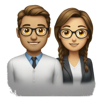 Man with glasses and woman with brown hair sticker