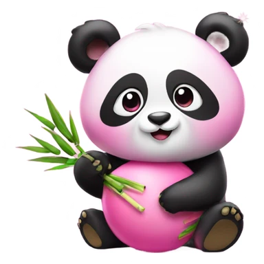 Pink panda with eating bamboo with glitter  sticker