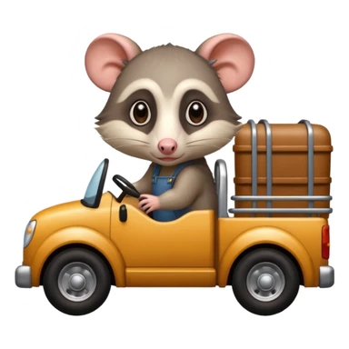 Sad opossum driving a truck sticker