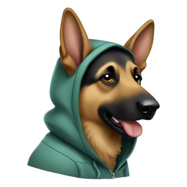 German shepherd wearing hoodie sticker