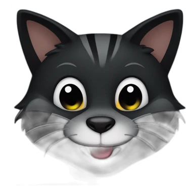 Black cat raccoon smile sticker