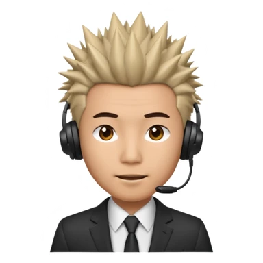 asian man headset suit face only spikey hair in front sticker