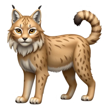 Cinematic-Lynx-Realistic-Full-Body-Standing on all fours-Emoji – head tilted dramatically, fur with faint spotting, long legs and large paws poised elegantly, simplified yet realistic focused features, highly detailed, glowing with an almost sarcastic glow zoomed out showing fluffy shoulders sticker