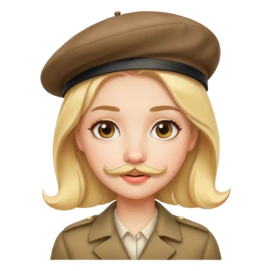 A blonde girl with a mustache wearing a beret  sticker