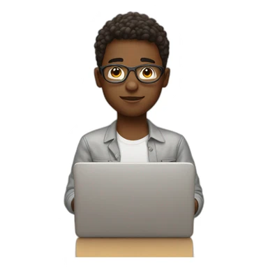 Boy with laptop in hand without glases sticker