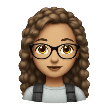 Girl with Brown hair, Brown eyes, cute glasses, cute earrings, cute eye lashes, light skin sticker